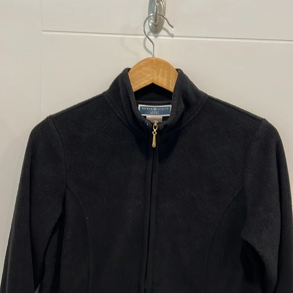 Karen Scott black fleece zip  up size small - Picture 3 of 10